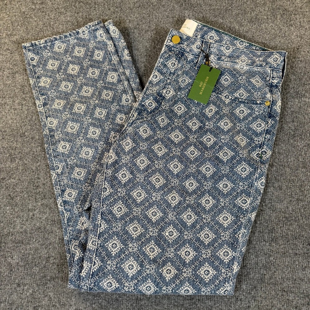 Sid Mashburn Slim Straight 5-Pocket Pant Indigo Denim Print 36/32 NEW #3905